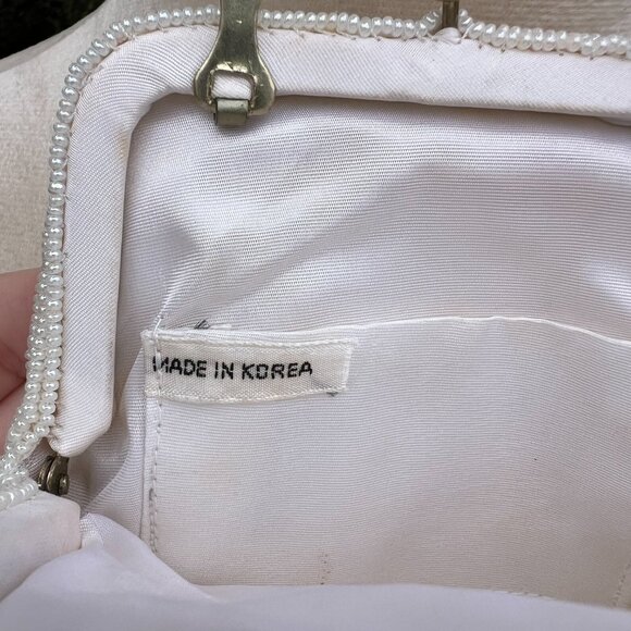 Vintage White Beaded Evening Bag Made in Korea 1950s Formal Bridal Purse - Picture 4 of 9